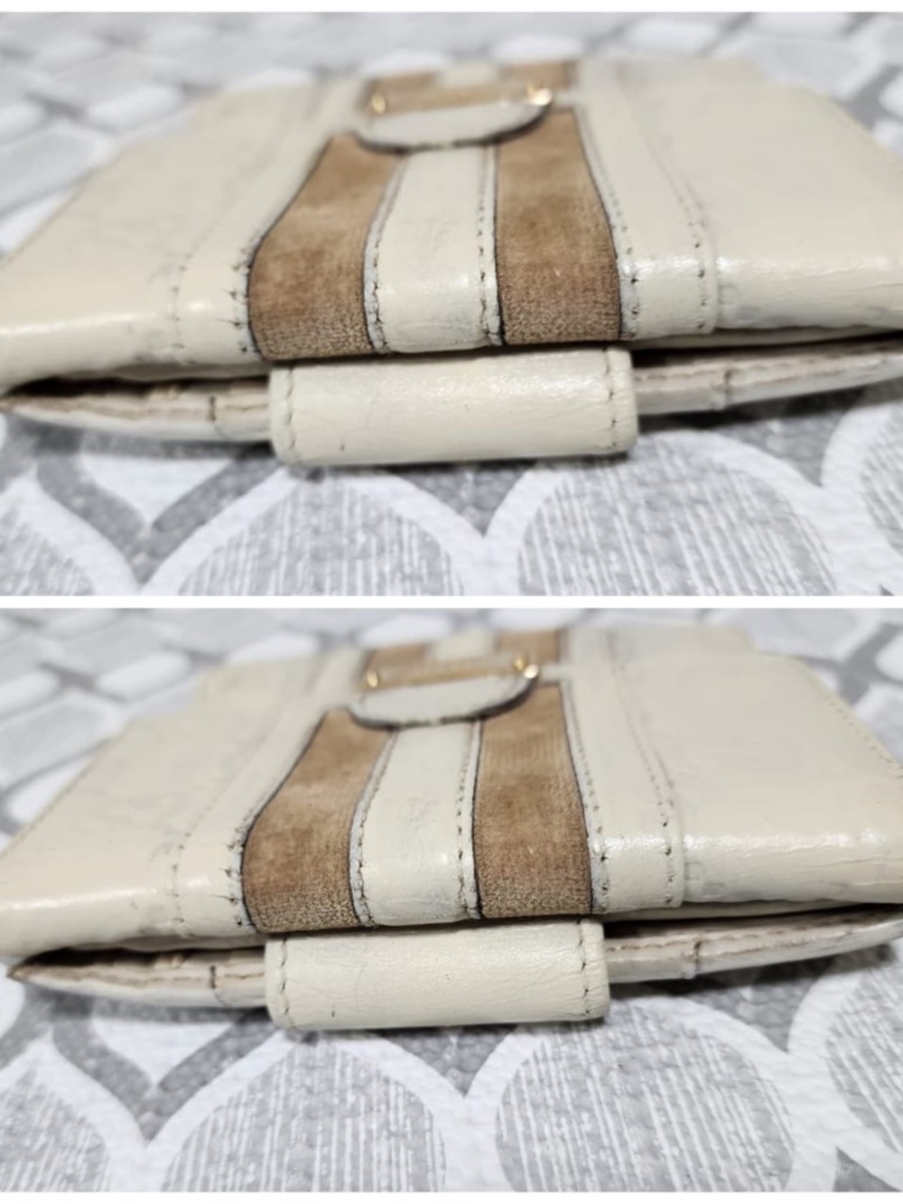 Authentic Gucci Vintage GG Signature Leather Compact Wallet Cream/Brown - Picture 9 of 15